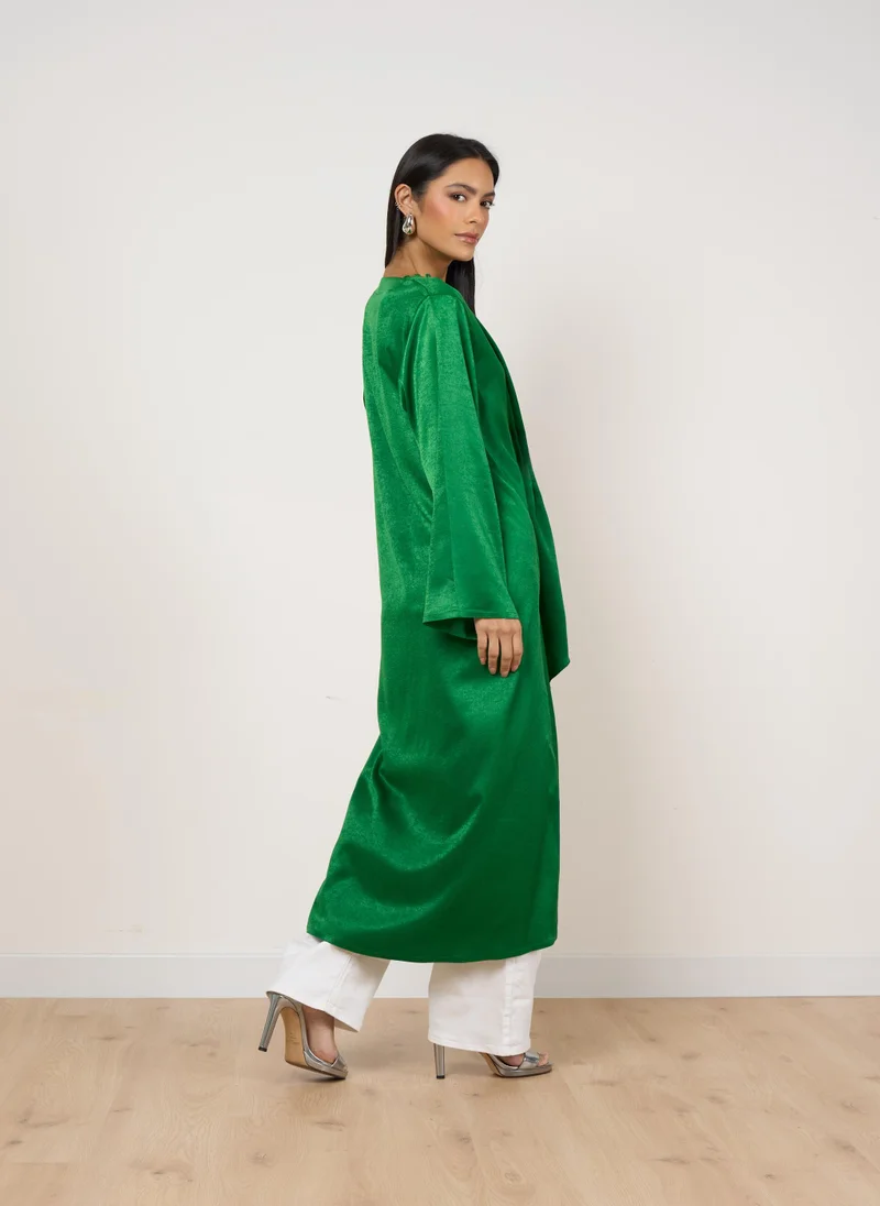 Couturelabs Green Button Detail Aysmmetric Kaftan