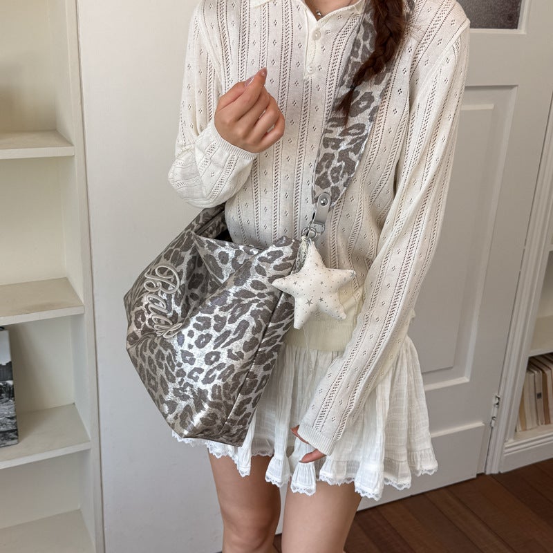 Women's Leopard Print Large Capacity Tote Bag, 2026 Summer Casual Single Shoulder Crossbody Bag - Image 4