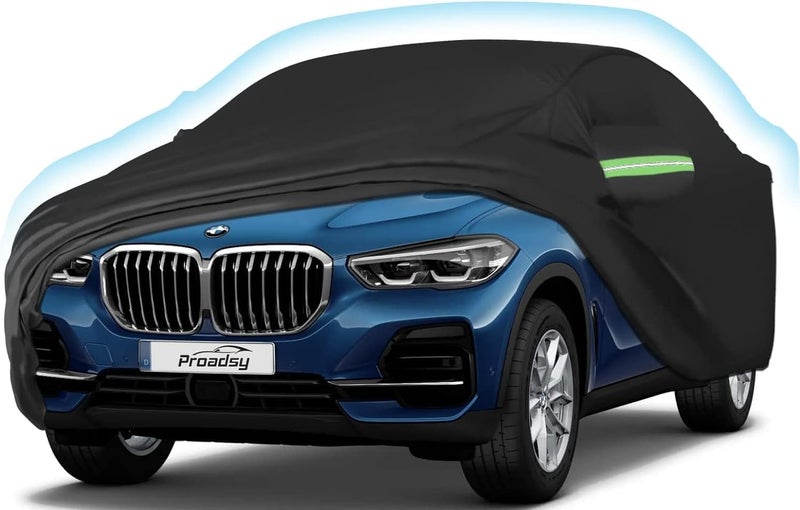 Proadsy 2025 Upgrade Car Cover for BMW X5 20072023 2024 2025Waterproof All Weather for Automobiles Windproof Snowproof Rain Hail Sun UV Protection Full Outdoor Indoor Exterior Car Covers Black