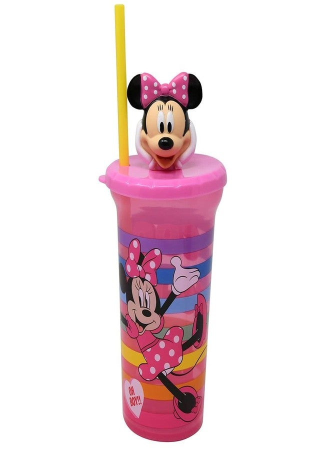 Disney Minnie Mouse Minnie 15oz Buddy Sips Water Cup with Lid and Straw - Reusable Pink Disney Junior Kids Travel Cup