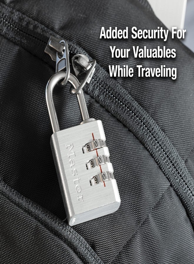 Master Lock Set Your Own Combination Aluminum Lock, Small Lock for Backpacks, Cabinets, or Zippers with 3-Digit Code,1-3/16 Inches Wide, 630D - Image 2