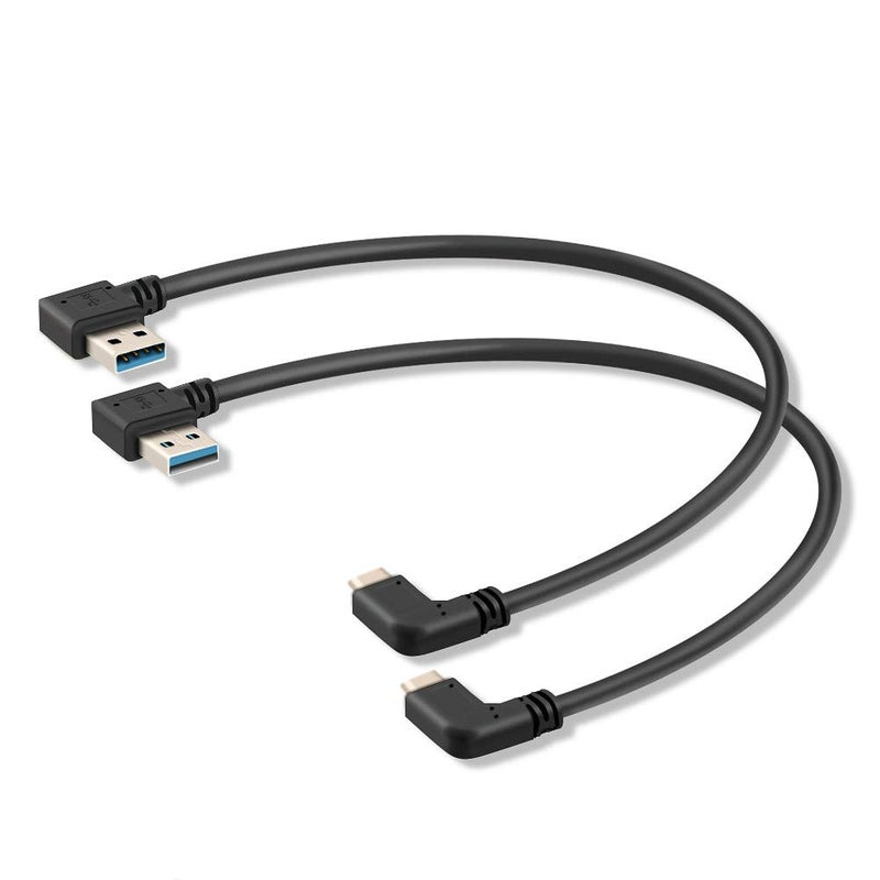 Oxsubor USB C 90 Degree Right Angle Cable Extension USB 3.0 Type c Cable Left & Right Angle Male by (20CM,8IN)(2 Pack) - Image 1