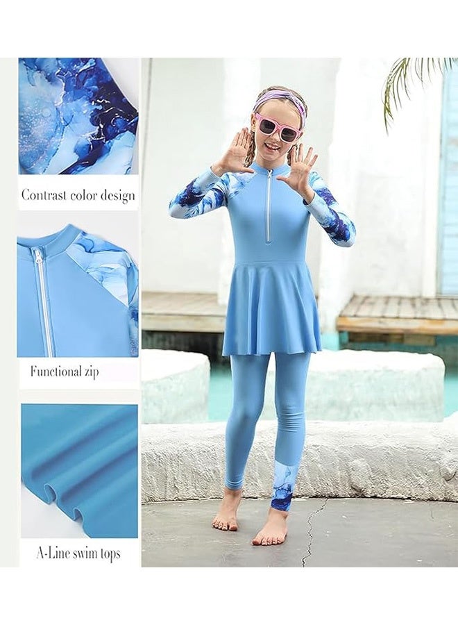 JOUDIYA 3Pcs Girls Long Sleeve Swimsuit Bathing Suit  Rash Guard Swimwear Full Coverage Swimwear - Image 3