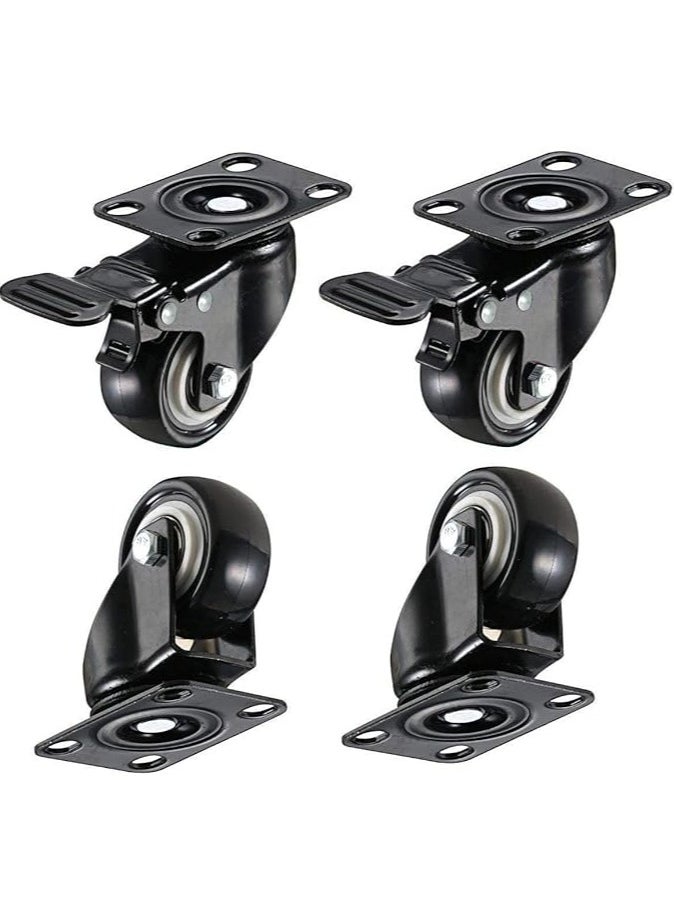 Duravel Duravel 2" Swivel Caster Wheels with Brakes and 360 Degree Polyurethane Foam No Noise Wheels, Heavy Duty - 150 Lbs. Per Caster (Pack of 4)  - Image 1