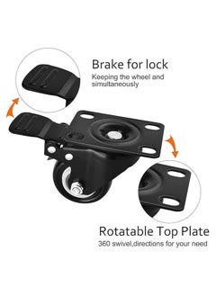 Duravel Duravel 2" Swivel Caster Wheels with Brakes and 360 Degree Polyurethane Foam No Noise Wheels, Heavy Duty - 150 Lbs. Per Caster (Pack of 4)  - Image 2