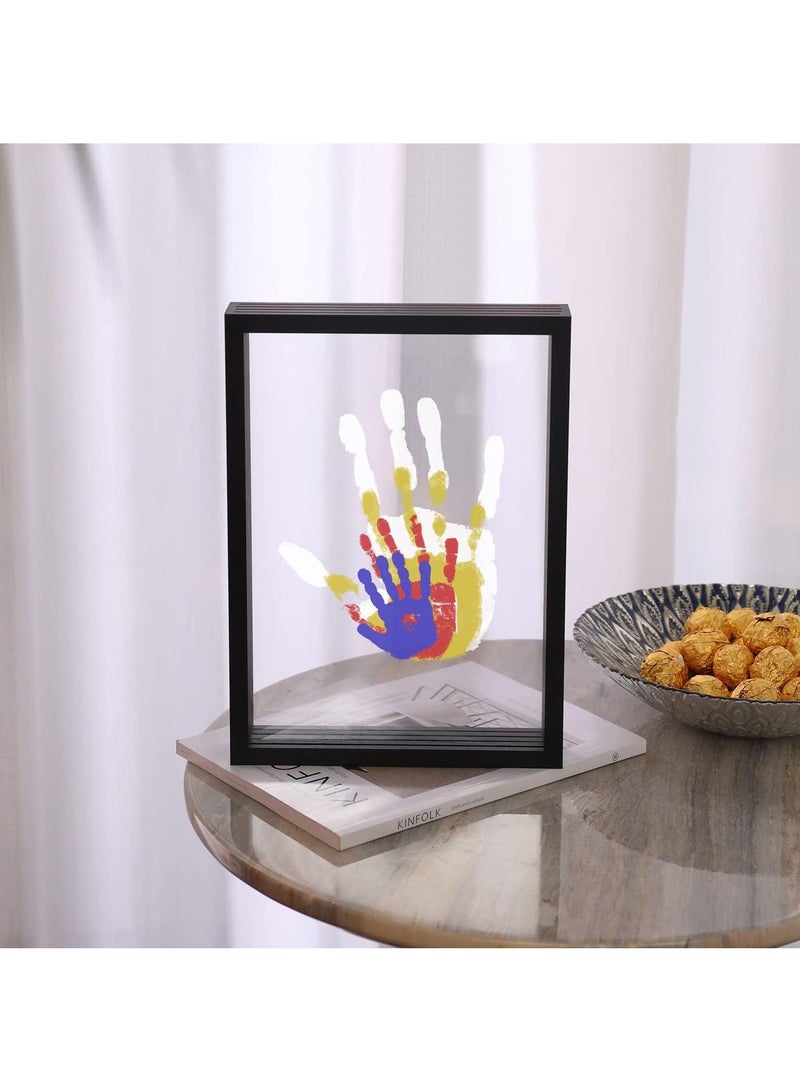 Hihonor Family Handprint Kit, DIY Craft Keepsake Wooden Frame, Endless Gift Set, Non-Toxic Paints, Transparent Sheets (Black) - Image 3