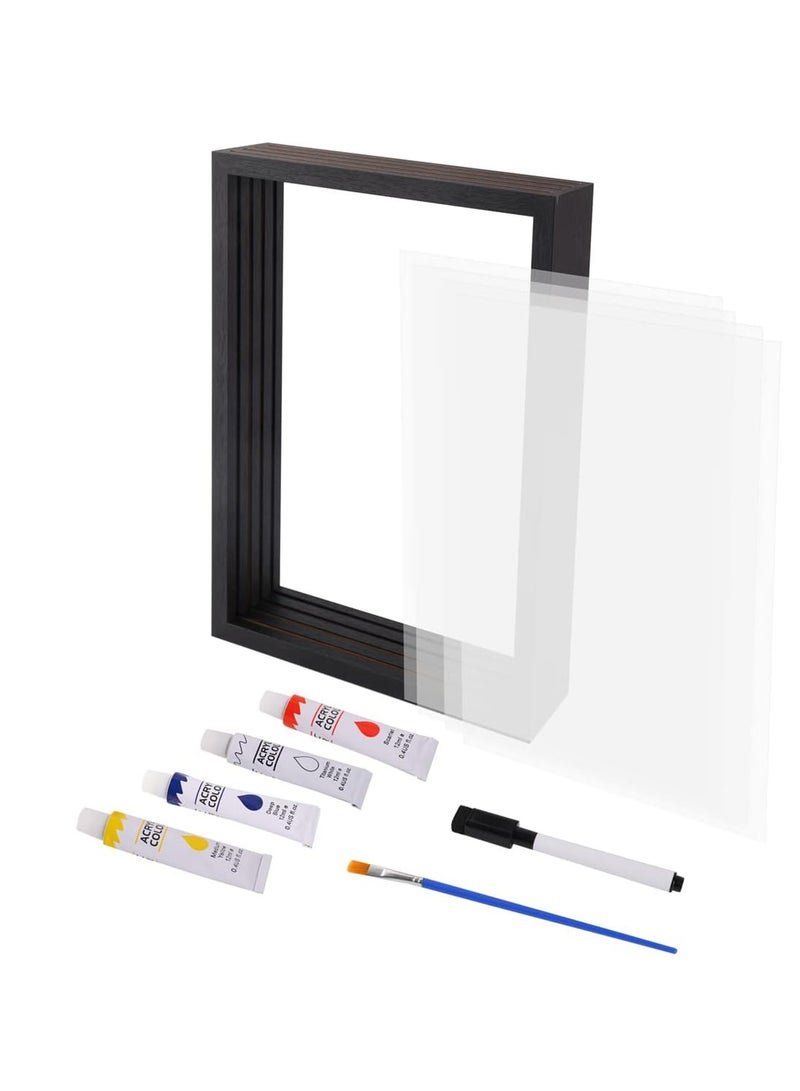 Hihonor Family Handprint Kit, DIY Craft Keepsake Wooden Frame, Endless Gift Set, Non-Toxic Paints, Transparent Sheets (Black) - Image 4