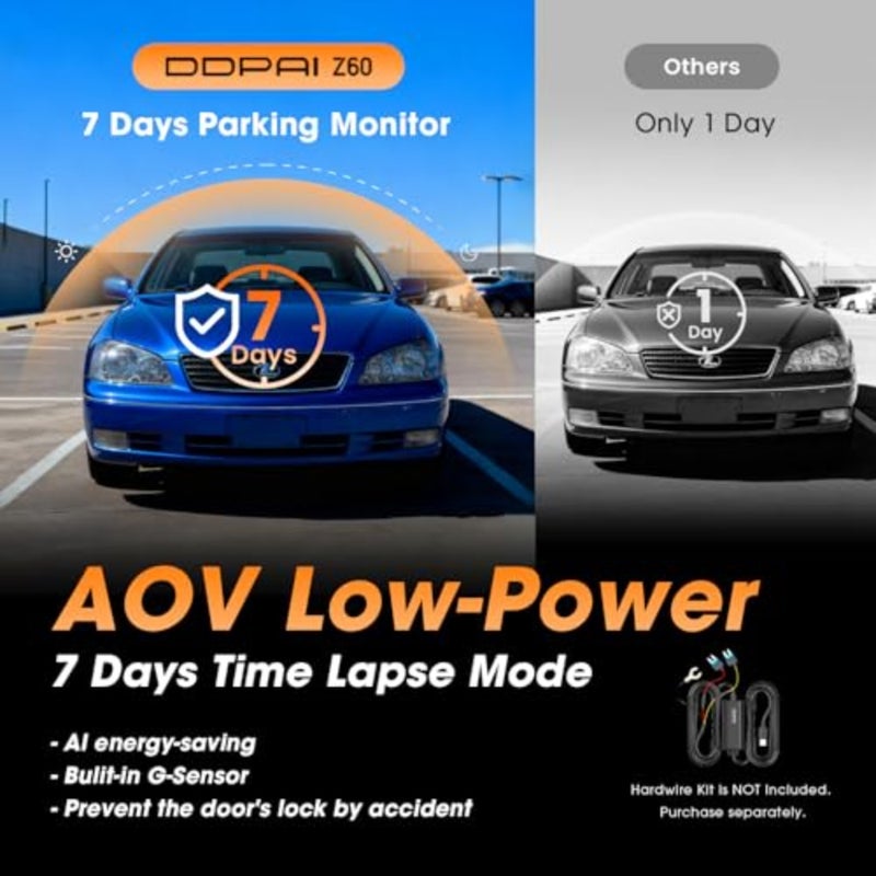 4K Dash Cam for Cars Front and Rear, 2160P+1080P Dashcam, 5GHz WiFi6 Car Dash Camera, 3" IPS with 32G eMMC GPS Night Vision 24H Parking Monitor ADAS G-Sensor Max Support 512G, Z60 - Image 5