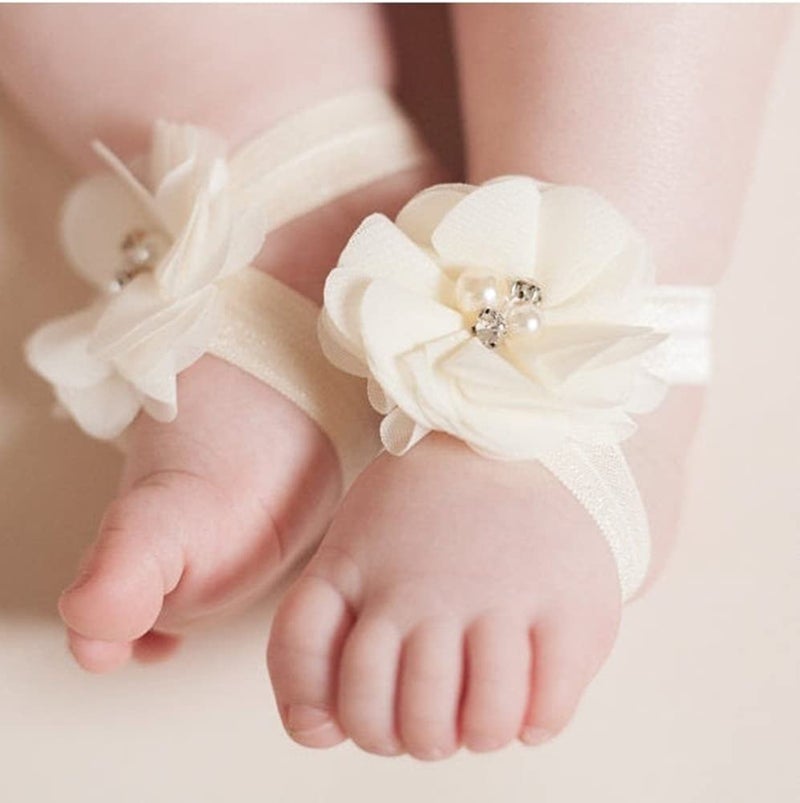 Toptim Baby Girl's Barefoot Sandals Flower for Newborn Toddlers (0-3T) (10 Colors) - Image 5