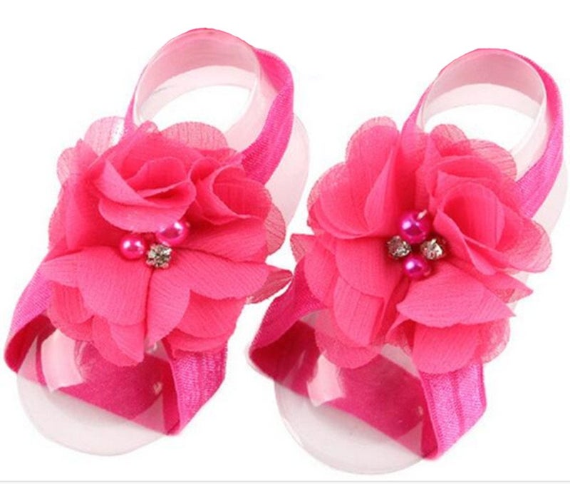 Toptim Baby Girl's Barefoot Sandals Flower for Newborn Toddlers (0-3T) (10 Colors) - Image 4