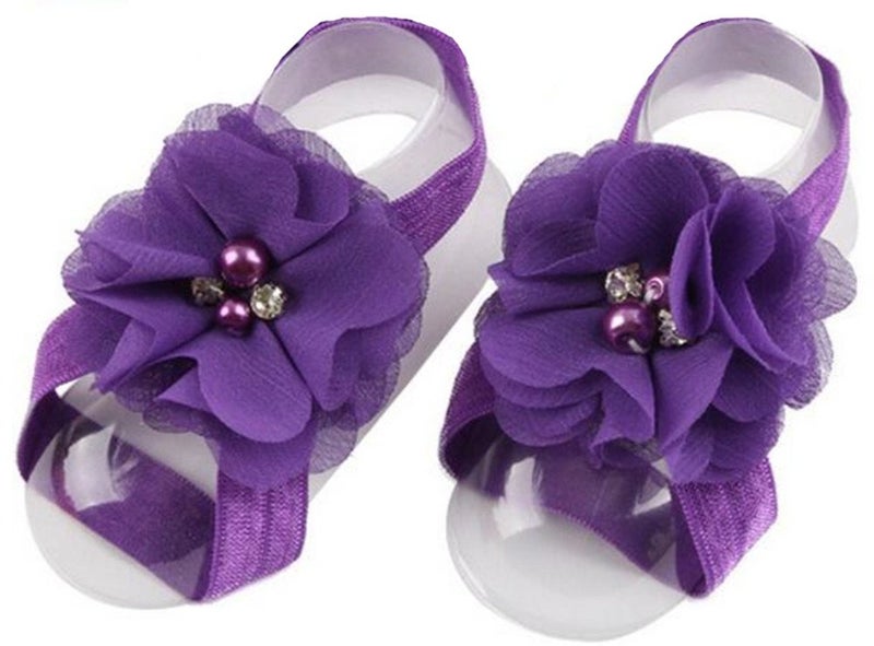 Toptim Baby Girl's Barefoot Sandals Flower for Newborn Toddlers (0-3T) (10 Colors) - Image 3