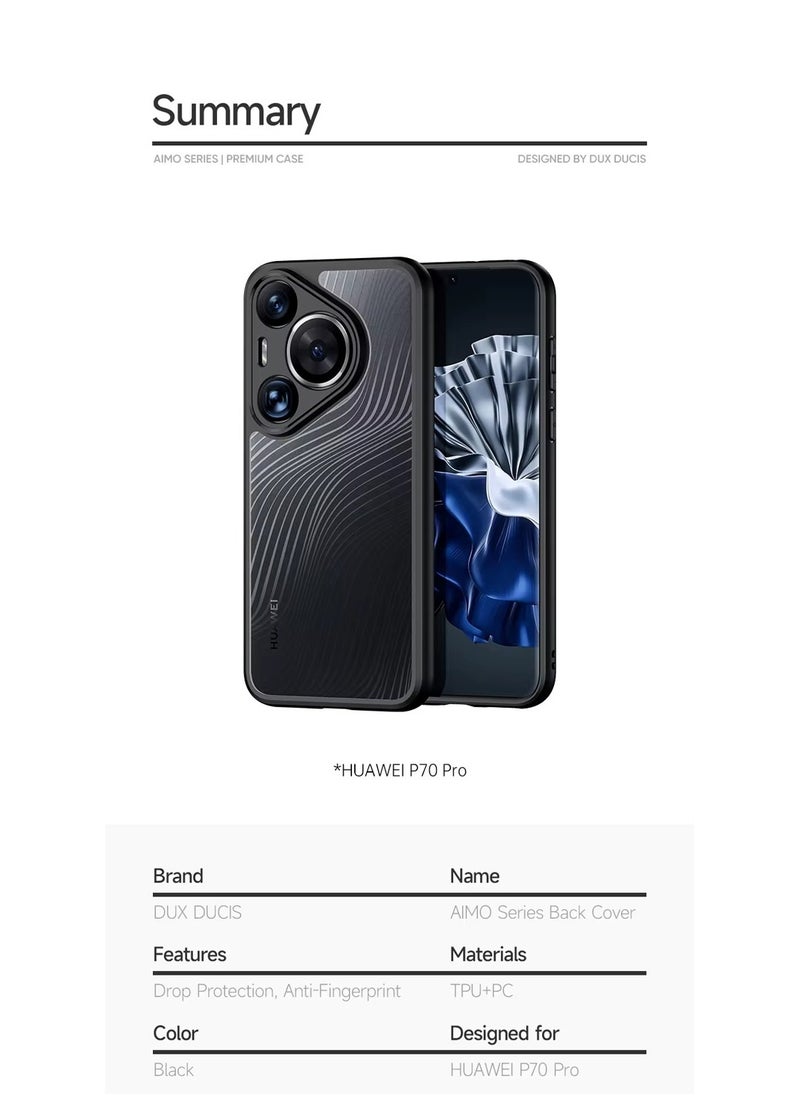 دوكس دوتشيز - حافظة لهاتف Huawei Pura 70 Pro/Pura 70 Pro Plus DUX DUCIS Aimo Mag Series TPU + PC MagSafe Frosted Feel Phone Case (أسود) - Image 1