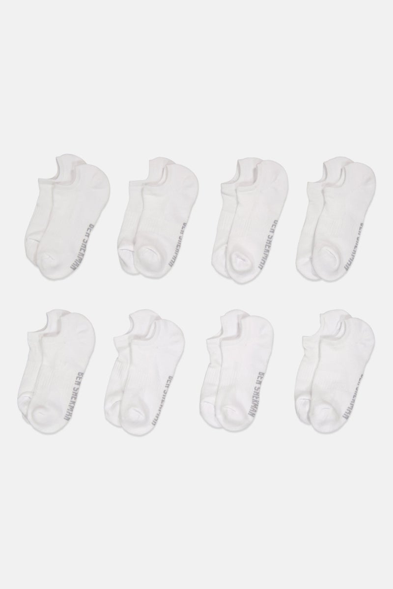 Ben Sherman Men 8 Pairs Brand Logo No Show Cut Socks, White  - Image 3