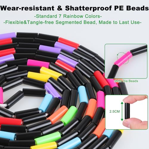 Fezog 16.5FT Double Dutch Jump Ropes for Adults Kids, Rainbw Long Jump Rope, Beaded Jump Rope for Fitness, Segmented Skipping Ropes for Exercise Training, Tangle-Free (Black-2Pcs) - Image 2