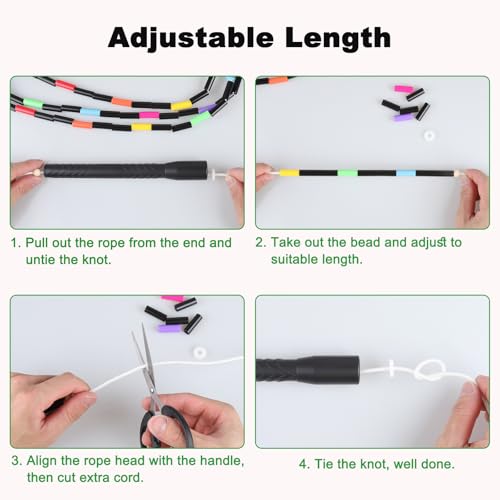 Fezog 16.5FT Double Dutch Jump Ropes for Adults Kids, Rainbw Long Jump Rope, Beaded Jump Rope for Fitness, Segmented Skipping Ropes for Exercise Training, Tangle-Free (Black-2Pcs) - Image 5