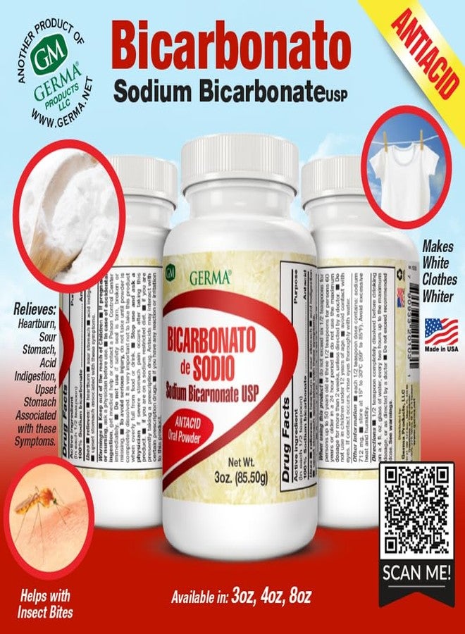 Germa™ Sodium Bicarbonate – Traditional Antacid for Occasional Digestive Ease – Alkalizing pH Balance Support – Bicarbonato de Sodio – 3 oz - Image 5