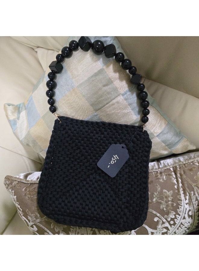 RandSac Midnight Bead Handle Crochet Bag comes in elegant black - Image 4