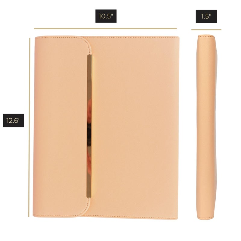 BLU MONACO | Peach Beige Vegan Leather Padfolio | Professional Portfolio Binder with Magnetic Closure and Gold Trim | 8.5 x 11 Business Organizer Case for Women - Image 5