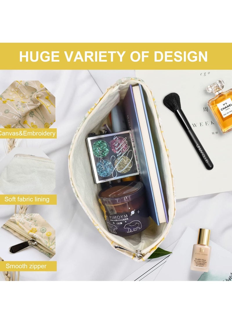 SYOSI Makeup Bag for Women, Flower Cosmetic Bags Zipper Pouch, Portable Large Capacity Canvas Makeup Bag Zipper Pouch, Travel Toiletry Bag Cosmetic Organizer for Women and Girls (Silk Flower)  - Image 2