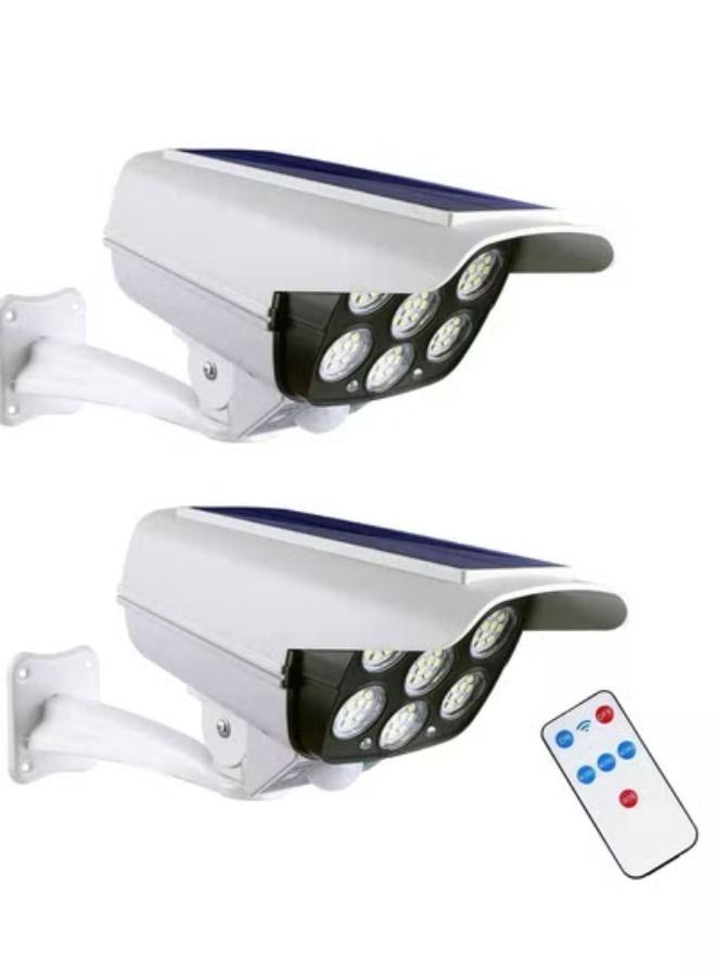 2 Pack Solar Wall-mounted Light with Remote Control, Auto Infrared Motion ​Sensor Light, Simulation Surveillance CCTV Light, Rotatable Angle Adjustable - Image 1