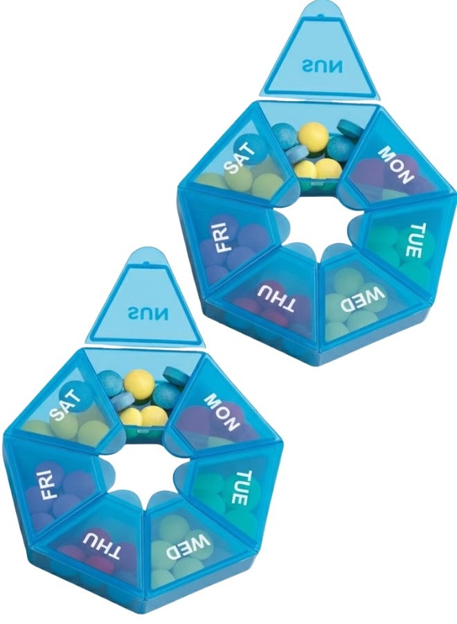 Daily Pill and Vitamin Organizer, Daily Pill Dispenser, Travel and Purse Friendly - 2 Pack - Image 1