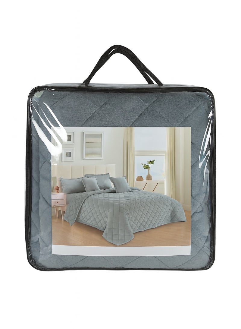 مينج لي مفرش شتوي نفر واحد مضغوط وجهين (مخمل / فرو) – طقم مفارش 4 قطع (1 لحاف + 1 شرشف سرير مطاطي + 2 أغطية وسائد ديكورية) مناسب لسرير مقاس 120×200 سم - Image 5