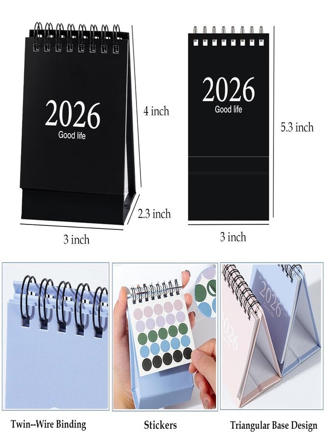 تقويم مكتبي صغير، 2026-2027، تقويم مكتبي صغير، من يناير 2026 إلى يونيو 2027، 18 شهرًا، تقويم مكتبي صغير قائم قابل للطي 2026 (أسود) - Image 3