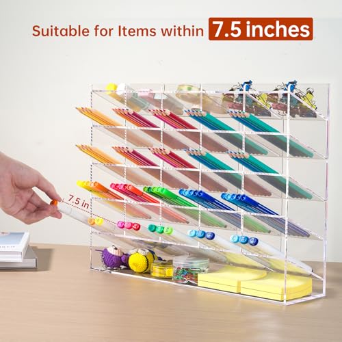 BEYGORM Acrylic Vertical Marker Organizer for 310 Markers with 26 Compartments, Clear Angled Pen & Pencil Holder, Large Desk Stationery & Art Supply Storage for Office & School (14.9 x 12.4 x 4 Inch) - Image 2
