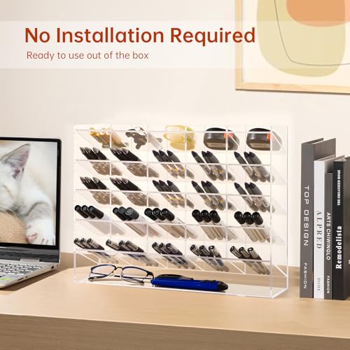 BEYGORM Acrylic Vertical Marker Organizer for 310 Markers with 26 Compartments, Clear Angled Pen & Pencil Holder, Large Desk Stationery & Art Supply Storage for Office & School (14.9 x 12.4 x 4 Inch) - Image 3