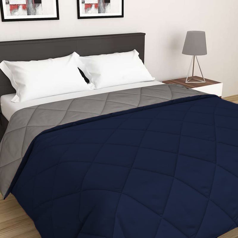Make Bed Reversible Comforter 220 GSM Microfiber Reversible AC Comforter/Blanket for Winter/Quilt/Duvets for King Size Double Bed Comforter (90 * 100 Inch, Navyblue & Grey) - Image 5
