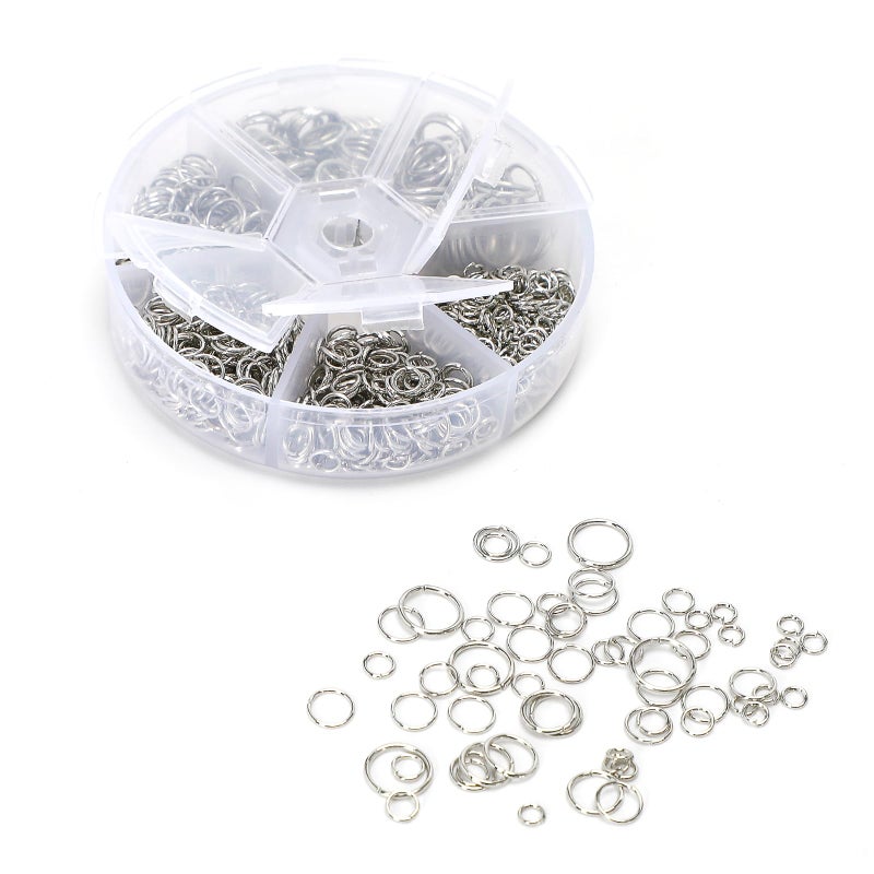 Vukasi 1100Pcs Open Jump Rings, Silver Jump Rings Set Stainless Steel Jump Ring O Ring Connectors for Jewelry Making Bracelet Earrings Necklace Connectors (4/5/6/7/8/10mm)â€¦ - Image 2