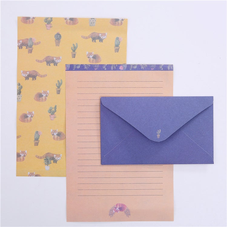 Korean Stationery Beautiful Small Fresh Flowers Cute Animal Set Envelope A5 Letter Paper Letterhead 10 Types - Image 1
