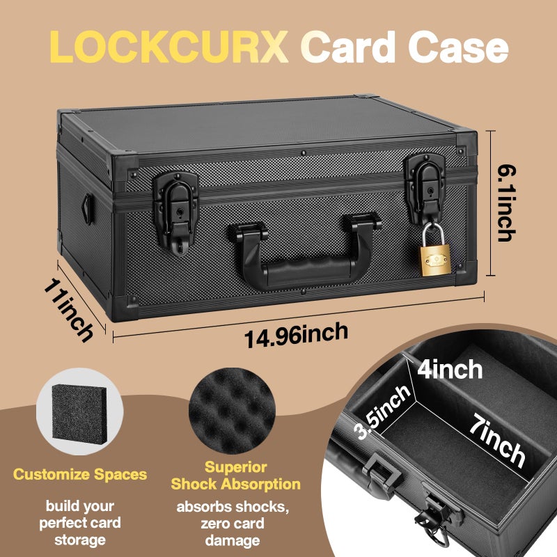 LOCKCURX Trading Card Storage Box for 3"x4" 35pt Rigid Cards, Holds 600+ Toploaders, Sports Card Case with 6 Foam Dividers, Toploader Storage Box, Sports Card Storage with Key Lock - Image 4