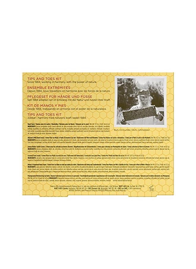 Burt's Bees - Burt's Bees Tips and Toes Kit Gift Set, 6 Travel Size Products in Gift Box - 2 Hand Creams, Foot Cream, Cuticle Cream, Hand Salve and Lip Balm - Image 1