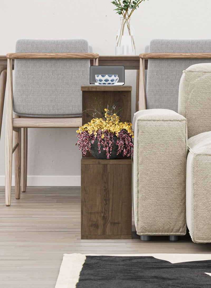 Mourah Home Homemania 2 Tier Storage End Side Table | Versatile C Table | 60X60X19.5Cm | Shelves Organizer | Office Living Room | End Desk Stand Display (Brown)- 2 Years Warranty - Image 3