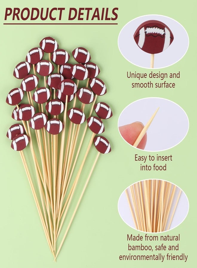 كابكس أعواد كوكتيل على شكل كرة قدم من كاباكس، بطول 4.72 بوصة، للمقبلات، أعواد أسنان طويلة من الخيزران للزينة، مثالية لتزيين حفلات أعياد الميلاد، 30 قطعة - Image 5