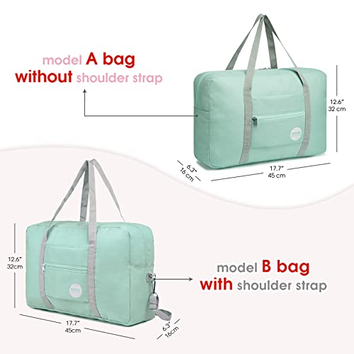 WANDF Foldable Travel Duffel Bag Luggage Sports Gym Water Resistant Nylon (Mint Green) - Image 3
