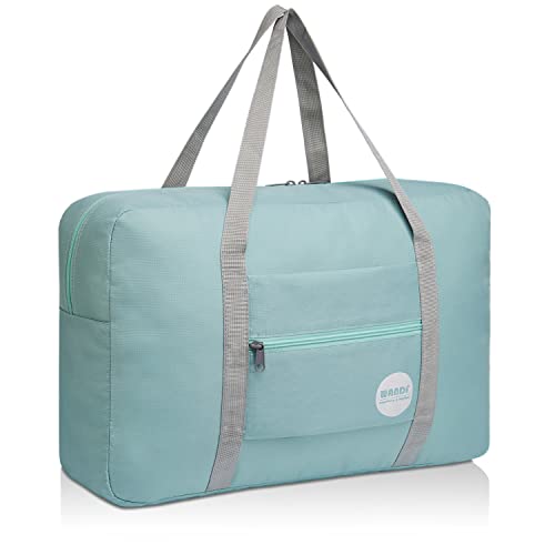 WANDF Foldable Travel Duffel Bag Luggage Sports Gym Water Resistant Nylon (Mint Green) - Image 1