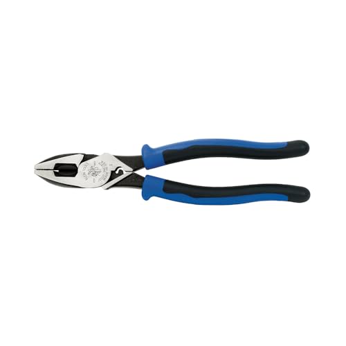 Klein Tools J20009NECRTP Side Cutter Linemans Pliers Made in USA with Tape Pulling and Wire Crimping High Leverage 9Inch