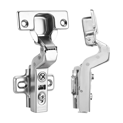 Luokim 4 Pack 2 Pairs Frameless Soft Close Inset Cabinet Hinges, European Hinges for Cabinets, Concealed Kitchen Cabinet Hinges Adjustable 35mm Cup Two-Hole Square Mounting Plate Nickel Plated Finish - Image 1