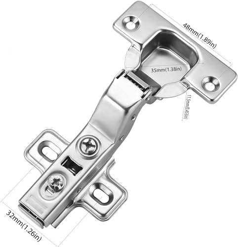 Luokim 4 Pack 2 Pairs Frameless Soft Close Inset Cabinet Hinges, European Hinges for Cabinets, Concealed Kitchen Cabinet Hinges Adjustable 35mm Cup Two-Hole Square Mounting Plate Nickel Plated Finish - Image 5