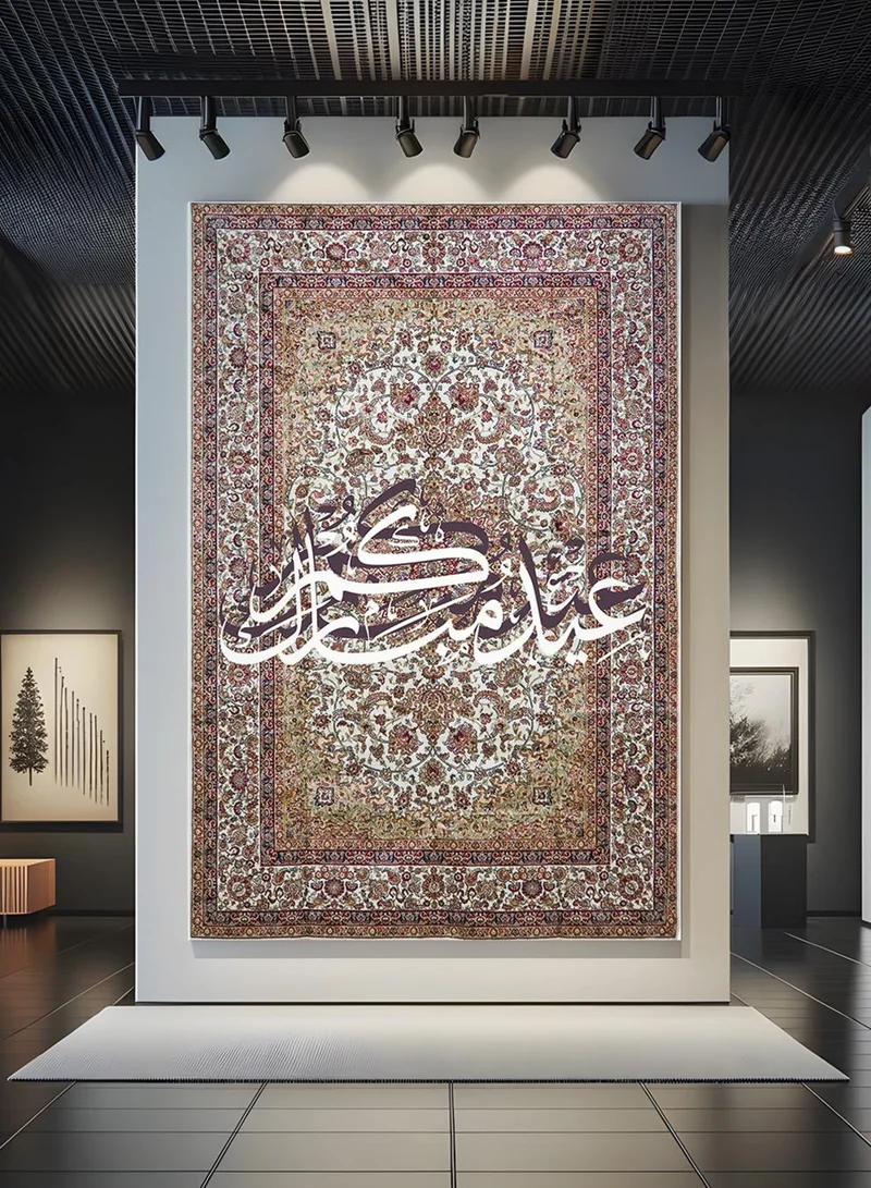 لوحة لوحة كانفاس على إطار خشبي بتصميم عيدكم مبارك على نمط سجادة