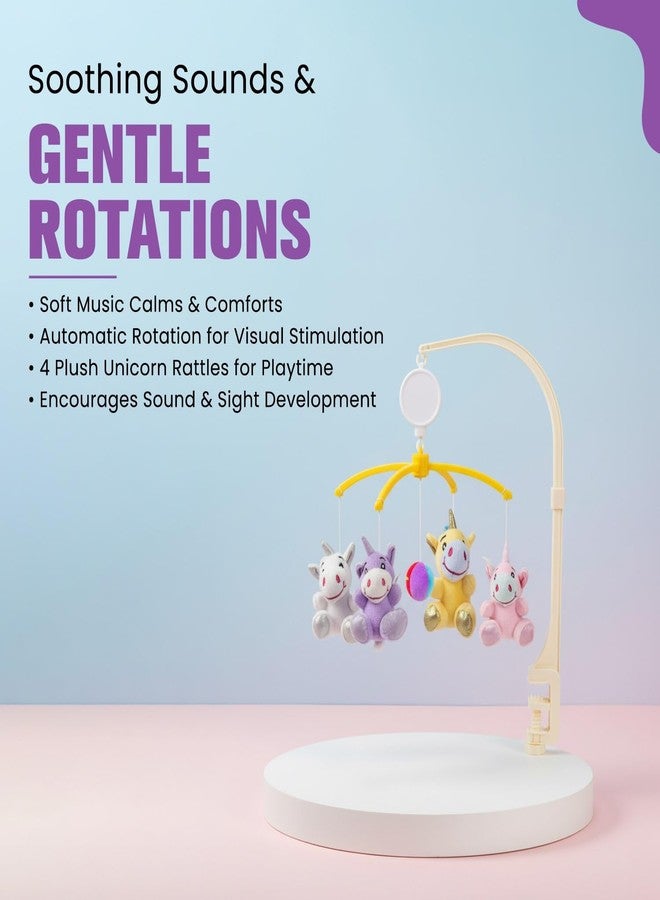 Braintastic لعبة موسيقية متحركة لسرير الأطفال من برينتاستيك مع خشخيشة على شكل وحيد القرن للأطفال حديثي الولادة، من عمر 0 إلى سنتين، لعبة دوارة تلقائية مع موسيقى هادئة ناعمة - Image 4