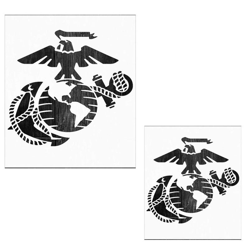 OBUY Large US Military Logo StencilSet of 2 for Painting on Wood Fabric Walls Airbrush More Reusable Mylar Template US Marine Corps