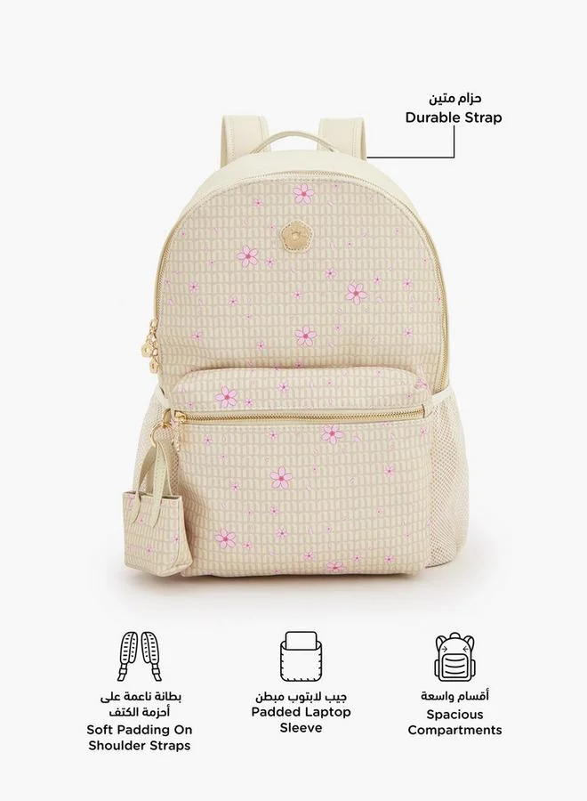 Missy Floral Print Backpack With Adjustable Shoulder Straps