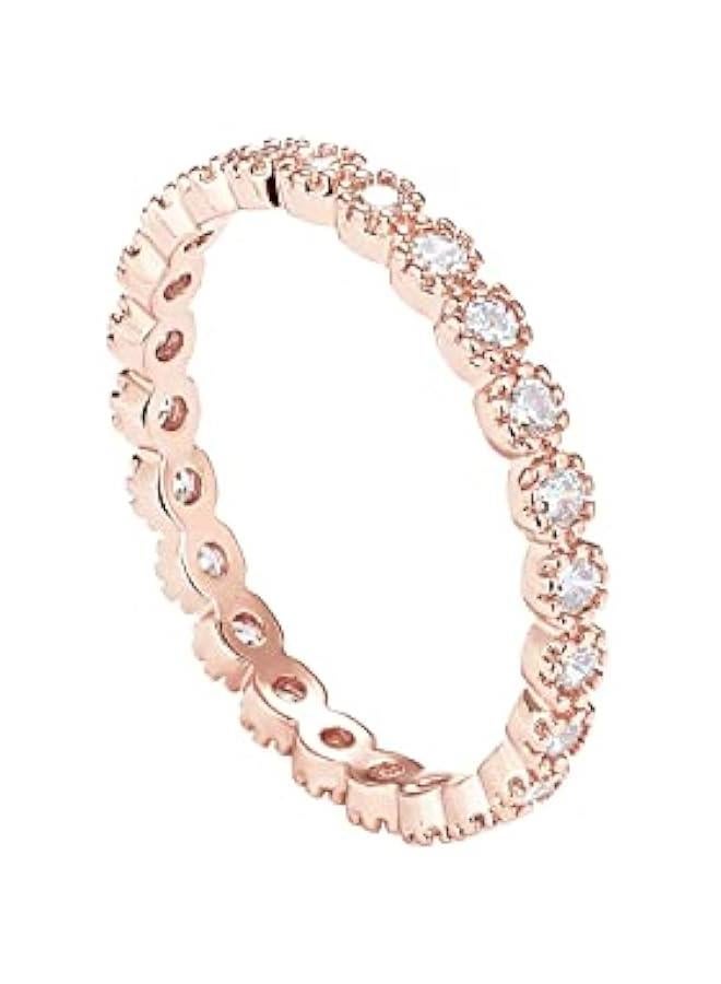 PAVOI 14K Gold Plated Rings Cubic Zirconia Band | Marquise Milgrain Eternity Bands | Gold Rings for Women - Image 1