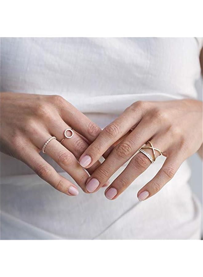 PAVOI 14K Gold Plated Rings Cubic Zirconia Band | Marquise Milgrain Eternity Bands | Gold Rings for Women - Image 4