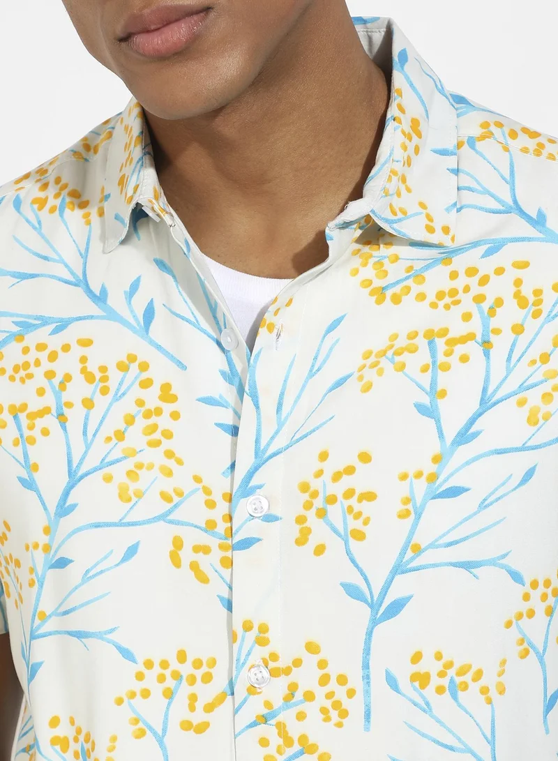CAHOOT  Men's Multicolour Floral Strokes Shirt for Men | Best Price UAE