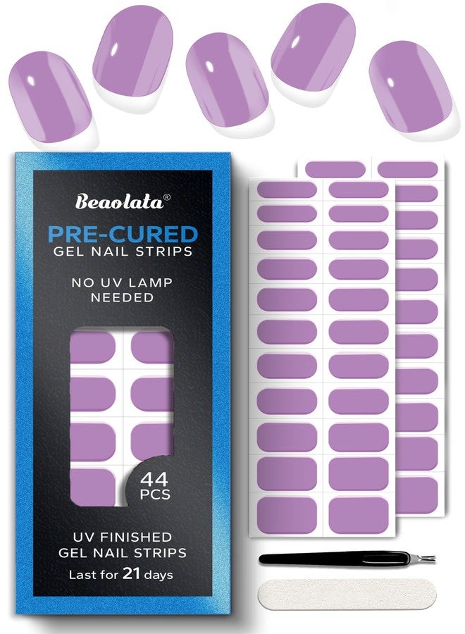 Beaolata Real Gel Nail Strips (No UV Light Needed) - 44Pcs Salon Quality Nail Stickers - Long Lasting Polish Wraps for Women, Easy Apply & Remove (Lilac Dream Purple) - Image 1