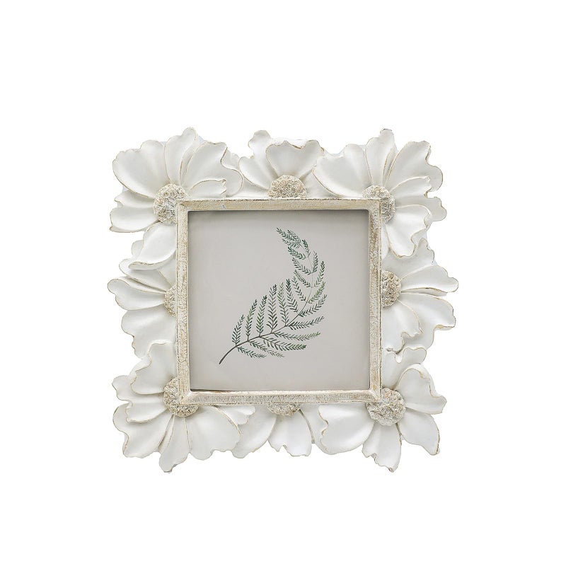 YULINK 4x4 Small Vintage Picture Frame  Tiny Antique White Ornate Square Photo Frame  for Tabletop and Wall Display  Decorative Floral Design Retro Home Decor  Old Fashioned Photo Gallery Art - Image 1